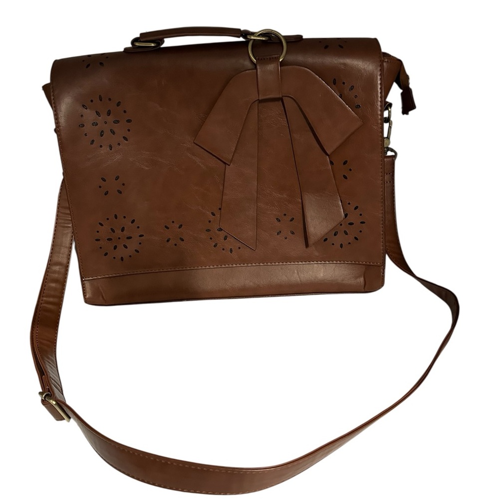 Ecosusi Elegant Brown Laptop Bag with Bow Detail